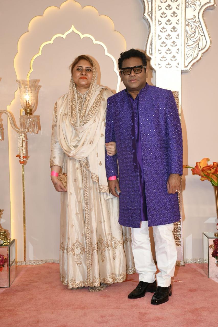 A.R. Rahman also attends Anant and Radhika's wedding at Bandra with his wife Saira Banu. (Images: Viral Bhayani) A.R. Rahman also attends Anant and Radhika's wedding at Bandra with his wife Saira Banu. (Images: Viral Bhayani)