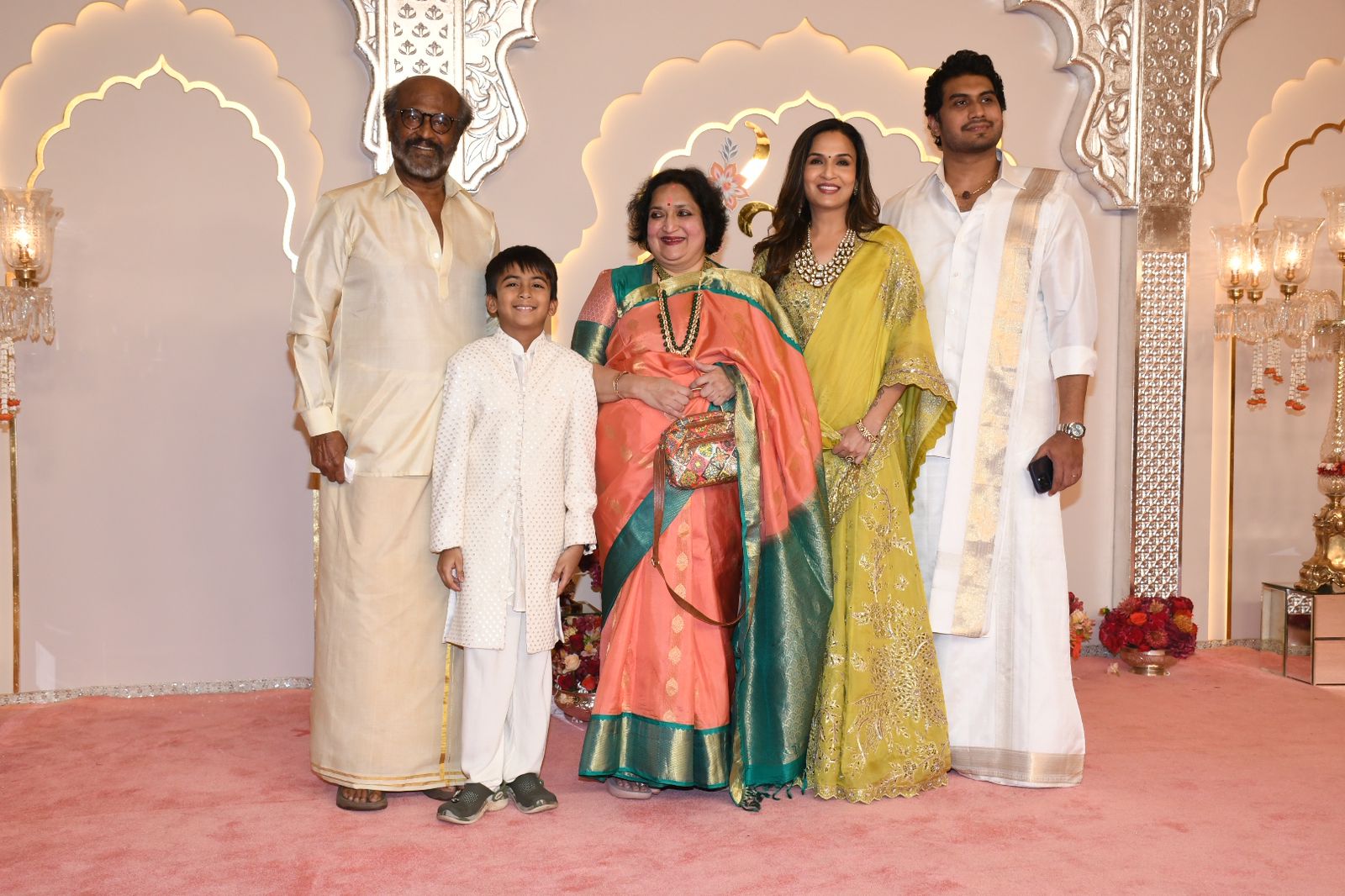 Legendary South Indian actor Rajinikanth and his family also grace the auspicious event with their presence. (Images: Viral Bhayani) Legendary South Indian actor Rajinikanth and his family also grace the auspicious event with their presence. (Images: Viral Bhayani)