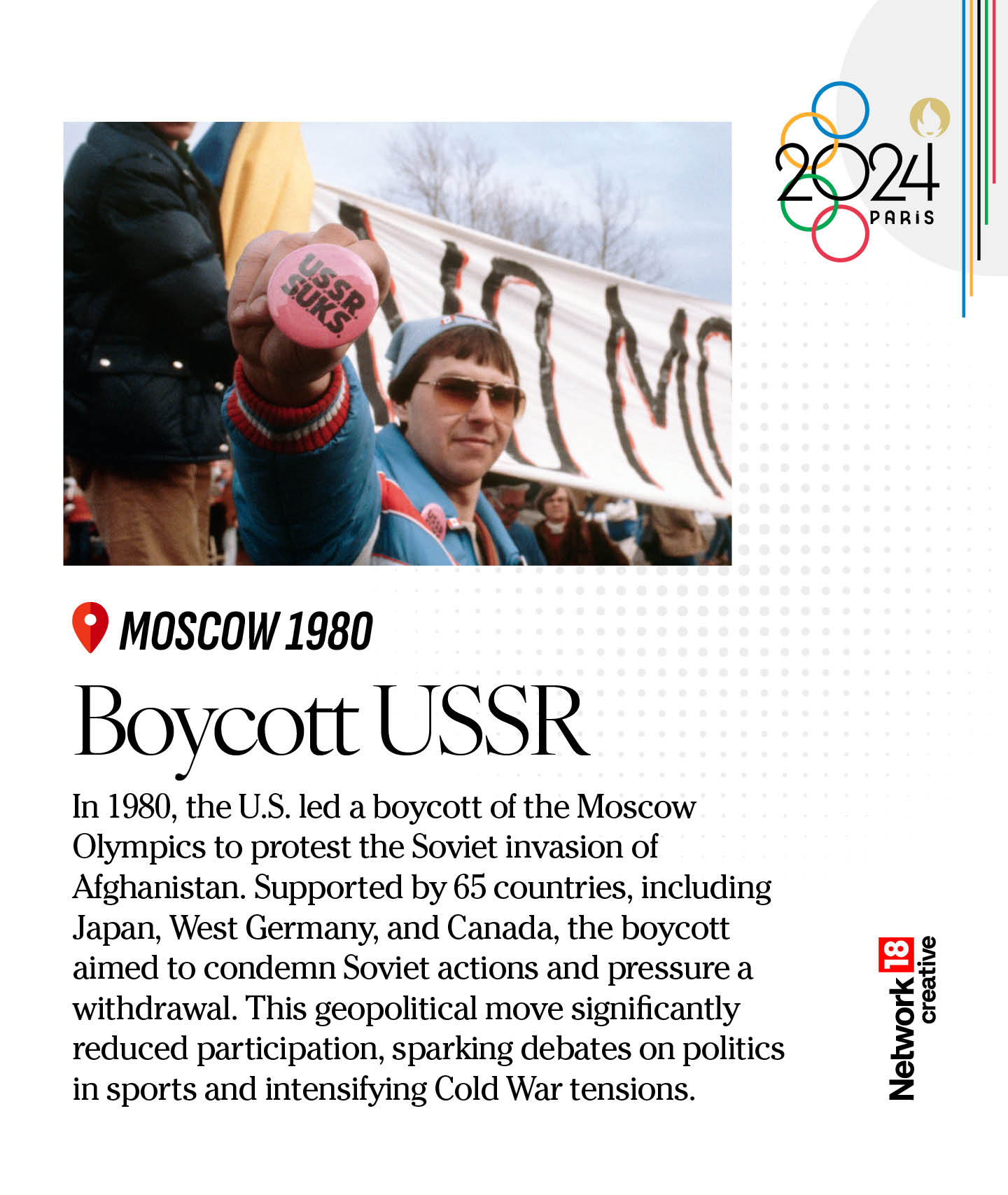 The Moscow Olympics faced problems as the U.S. led a boycott USSR campaign during then. (Image: News18 Creative) The Moscow Olympics faced problems as the U.S. led a boycott USSR campaign during then. (Image: News18 Creative)
