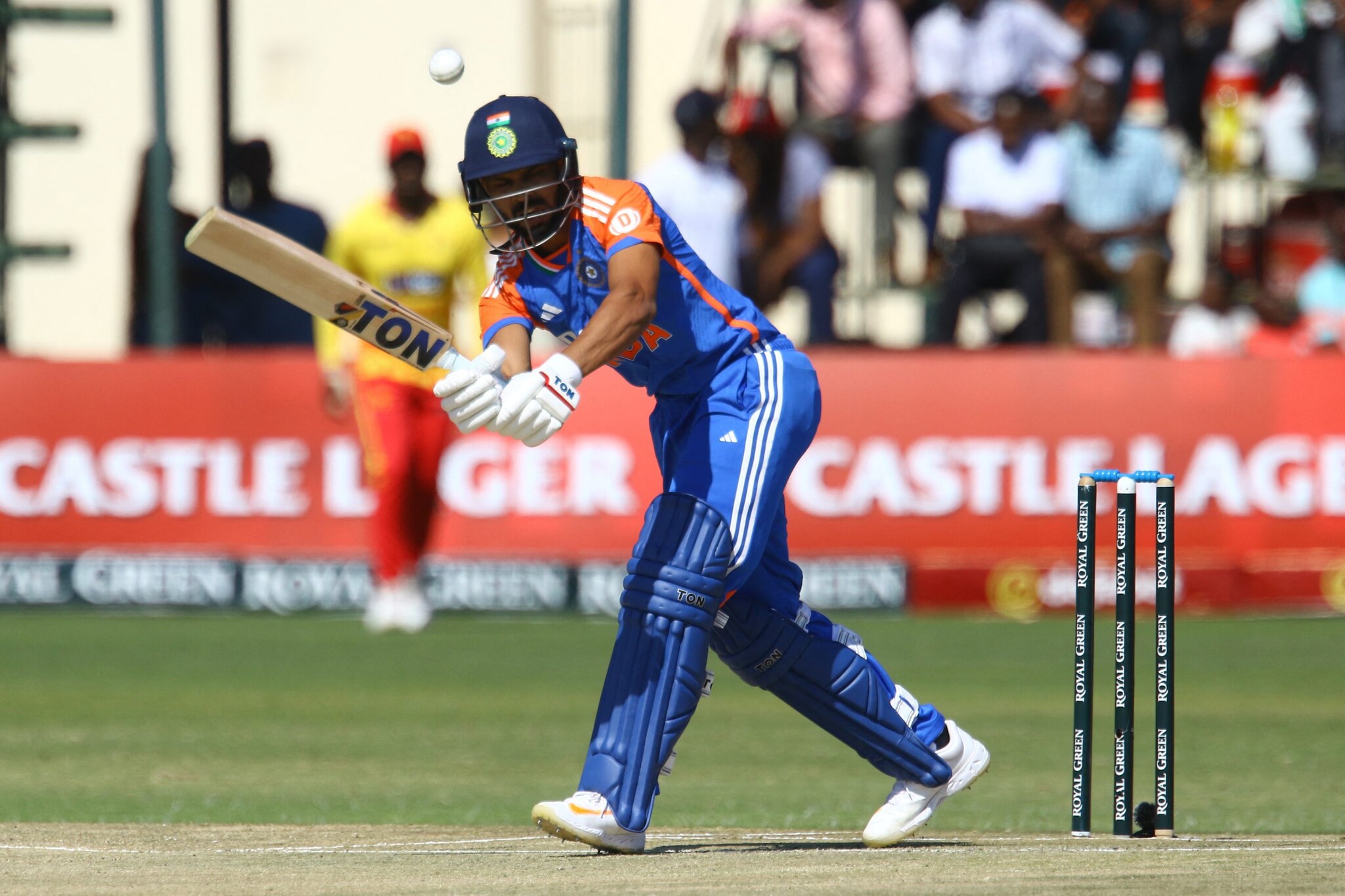Just as Abhishek was looking to tee off, his partner, Ruturaj Gaikwad was holding the other end with a measured knock where he reached his half-century in 38 balls. (Image: AFP) Just as Abhishek was looking to tee off, his partner, Ruturaj Gaikwad was holding the other end with a measured knock where he reached his half-century in 38 balls. (Image: AFP)