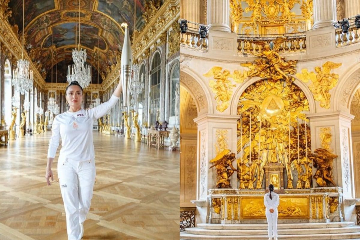 Watch: Salma Hayek Shines Bright In Paris Olympics Torch Relay At  Versailles Palace - News18