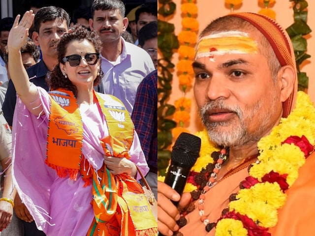 BJP MP from Himachal Pradesh’s Mandi Kangana Ranaut and Swami Avimukteshwaranand Saraswati (File Image)