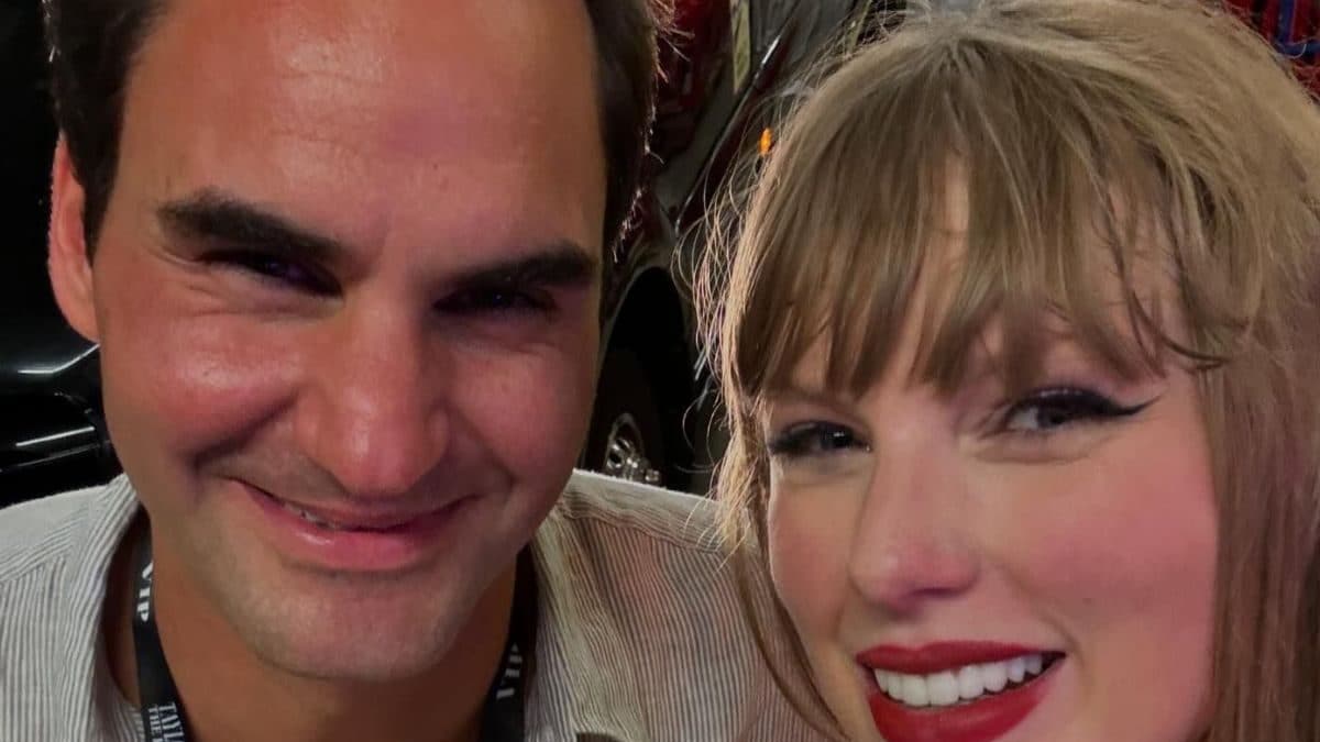 In his “Swifties era,” tennis legend Roger Federer shares a selfie with the singer of The Midnights