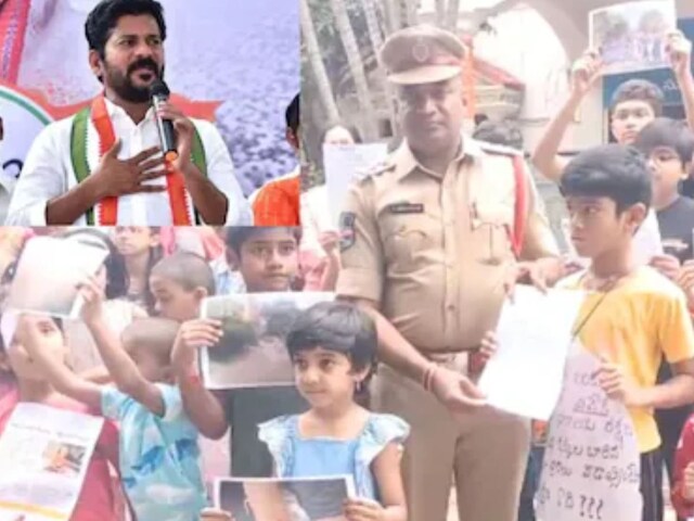 The children organised a rally at Basheerabad Police Station.