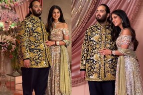 Anant Ambani-Radhika Merchant Sangeet: Couple Dazzle In Abu Jani and Sandeep Khosla Couture