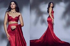 Navya Naveli Looks Drop RED Gorgeous in Stunning Abu Jani Sandeeo Khosla Ensemble