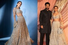 Rakul Preet Singh Sparkles In Silver Lehenga With Jackky Bhagnani In Classic Black Bandhgala Suit