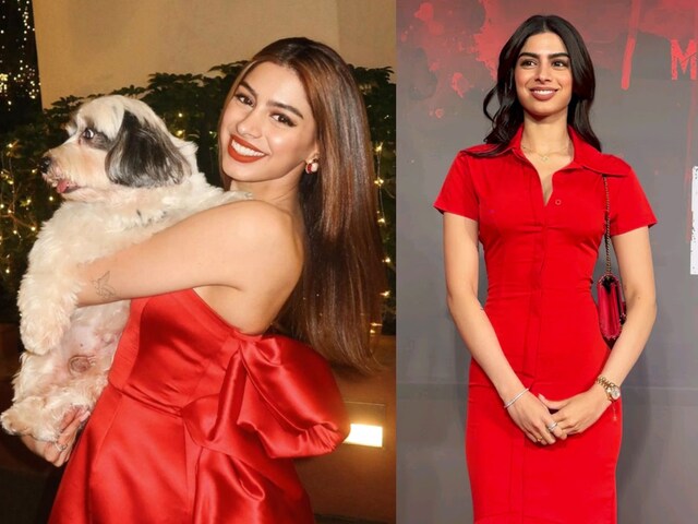 Khushi looks absolutely Valentine's-ready in this gorgeous red dress. (Images:-Instagram)