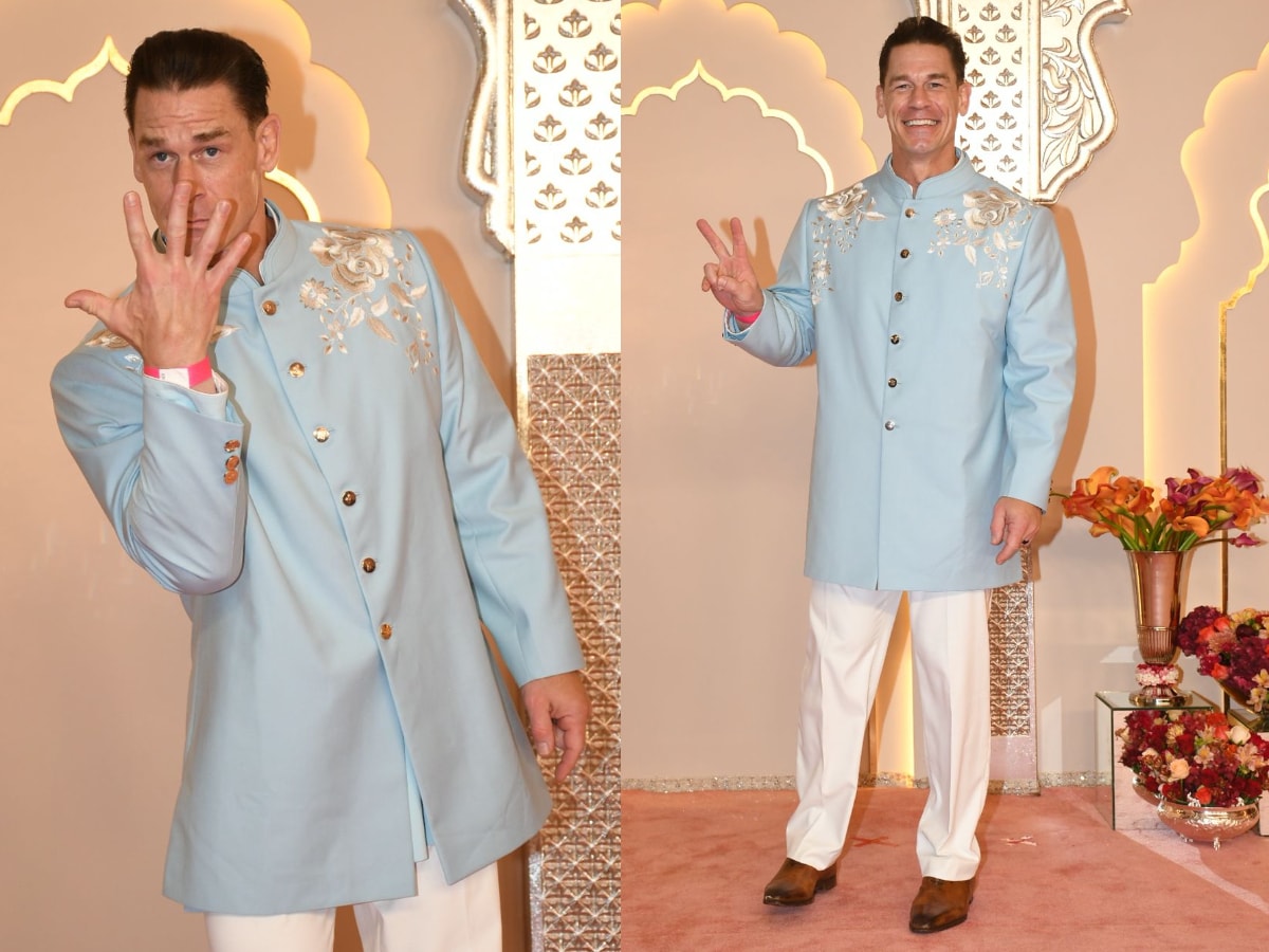 Since John Cena's surprise retirement announcement at WWE's Money in the Bank, Anant, Radhika's wedding is the star wrestler's first public appearance. (Image: Viral Bhayani) Since John Cena's surprise retirement announcement at WWE's Money in the Bank, Anant, Radhika's wedding is the star wrestler's first public appearance. (Image: Viral Bhayani)