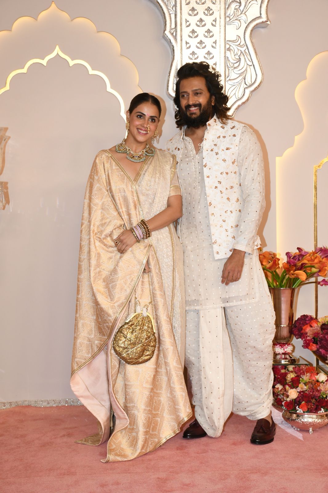 Riteish Deshmukh and wife Genelia are couple goals in tonight's wedding bash of childhood sweethearts- Anant and Radhika. (Image: Viral Bhayani) Riteish Deshmukh and wife Genelia are couple goals in tonight's wedding bash of childhood sweethearts- Anant and Radhika. (Image: Viral Bhayani)