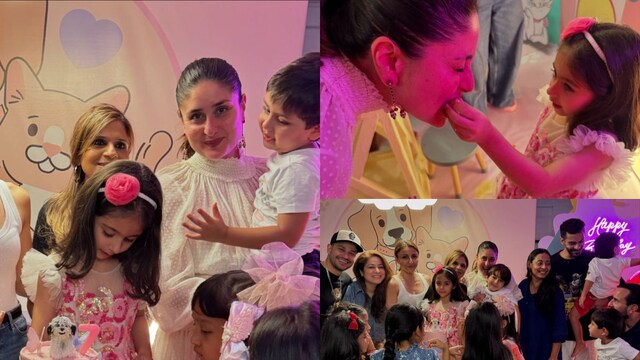 Inaaya Dresses In Adorable Pink Dress For 7th Birthday Bash, Feeds ...