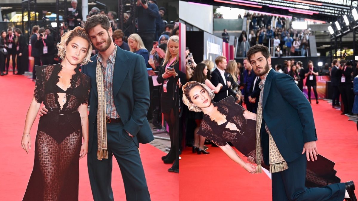 Andrew Garfield Brings LifeSized Cutout of Florence Pugh to 'We Live(02)