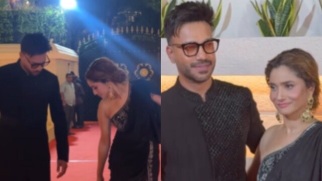 Vicky Jain Waits Patiently As Ankita Lokhande Fixes Her Heels At Ekta ...