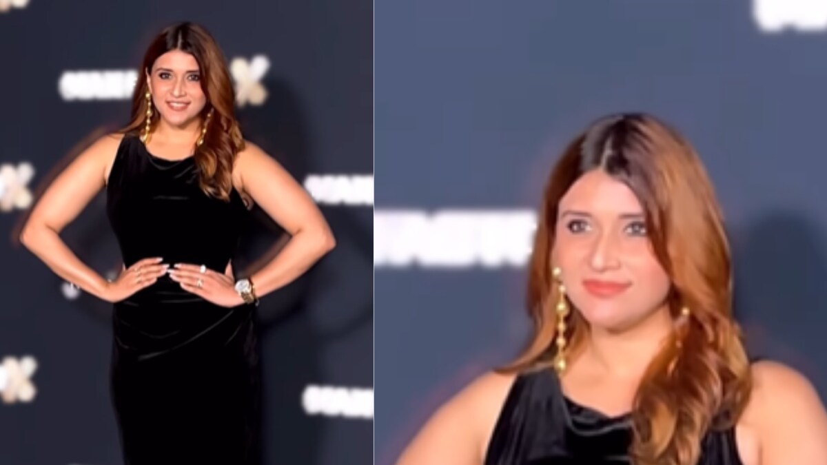 Mannara Chopra Is PartyReady In Velvety Black Midi Dress, Shimmery