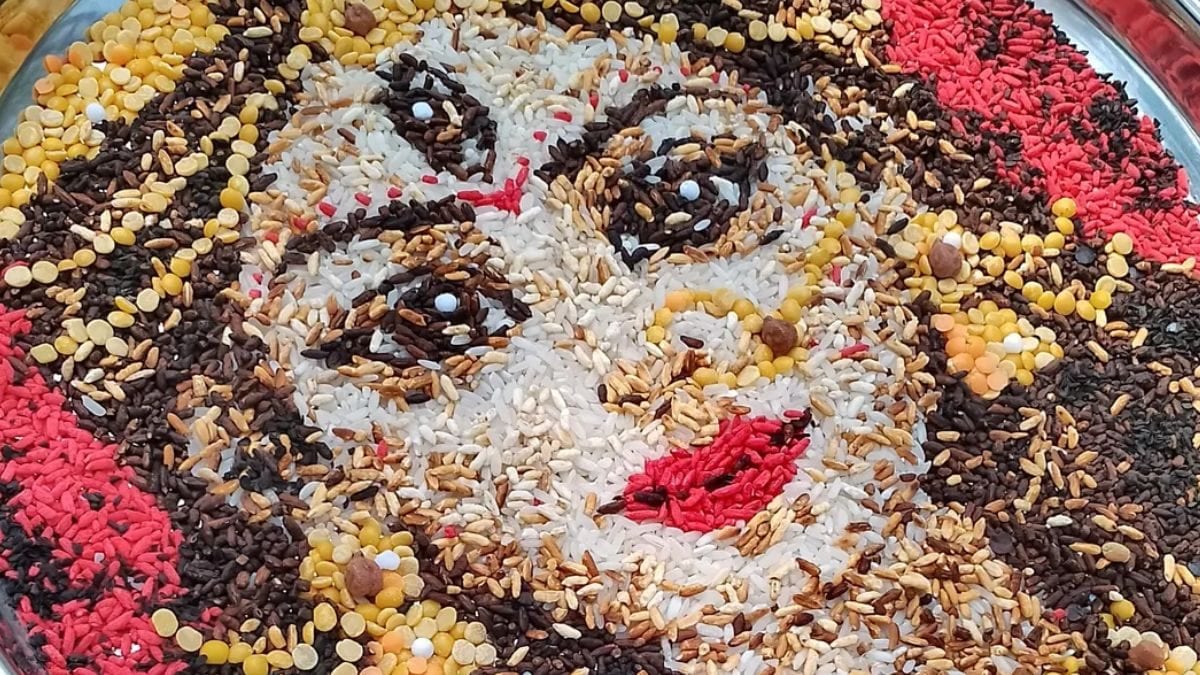 Durga Path Rice Colour This Stunning Grain Portrait Of Goddess Durga Is A Navratri Showstopper ...