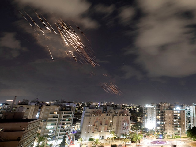 Israel's Iron Dome anti-missile system intercepts rockets after Iran fired a salvo of ballistic missiles, as seen from Ashkelon, Israel, October 1, 2024 (Reuters)