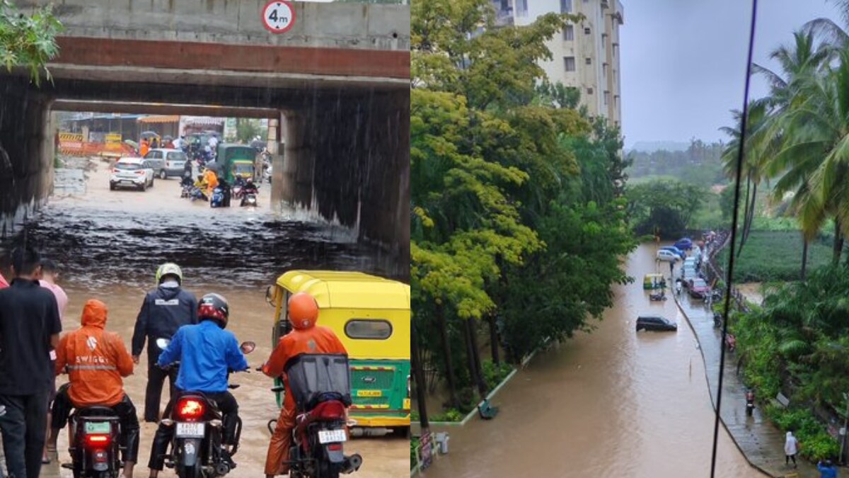 Bengaluru Rain: Biker Struggles To Cross Flooded Panathur Underpass ...