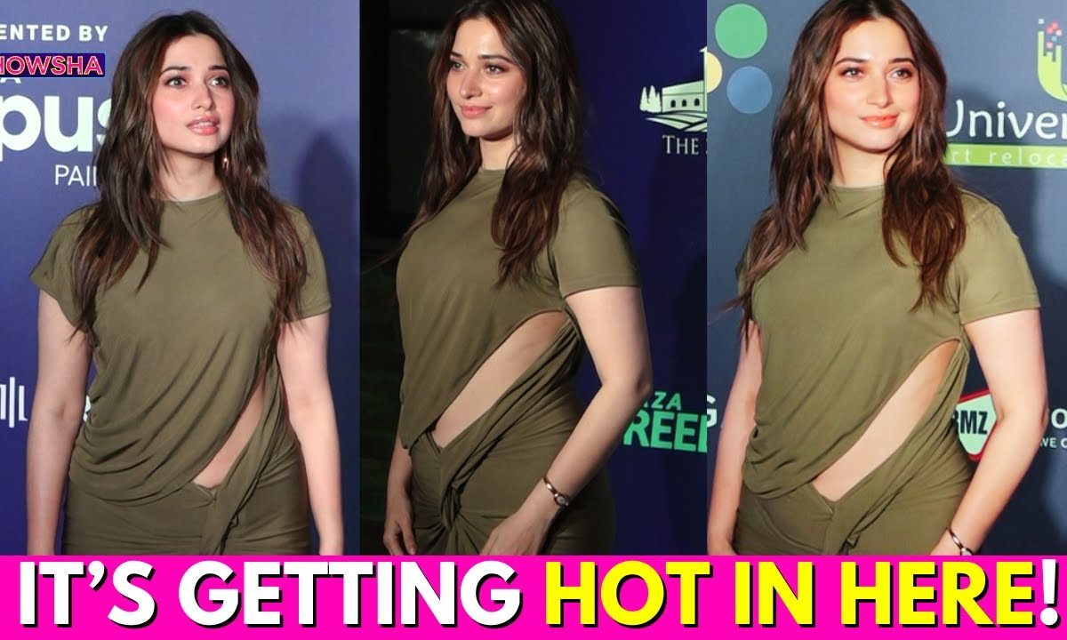 tamanna in green dress Tamannaah Bhatia Flaunts Her Svelte Figure in Green Bodycon Gown With Plunging Neckline