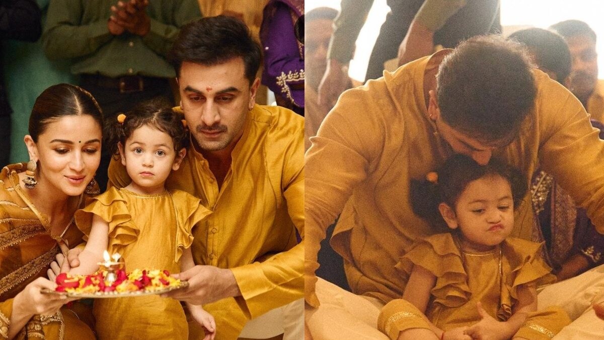 Raha Kapoor Steals The Show Performing Diwali Aarti With Alia Bhatt And Ranbir Kapoor; See Viral Photos