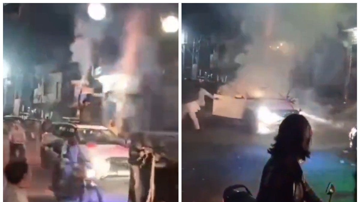 Car Catches Fire As Man Bursts Firecrackers From Sunroof | Video ...