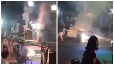 Car Catches Fire As Man Bursts Firecrackers From Sunroof | Video ...