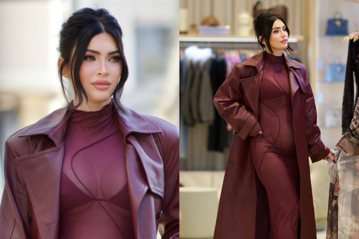 Megan Fox Embraces Maternity Fashion And Flaunts Her Baby Bump In A Sheer Burgundy Bodycon Dress