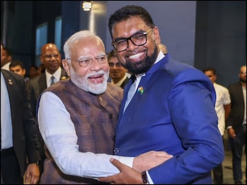 PM Narendra Modi was welcomed in Guyana by President Mohamed Irfan Ali. (MEA)