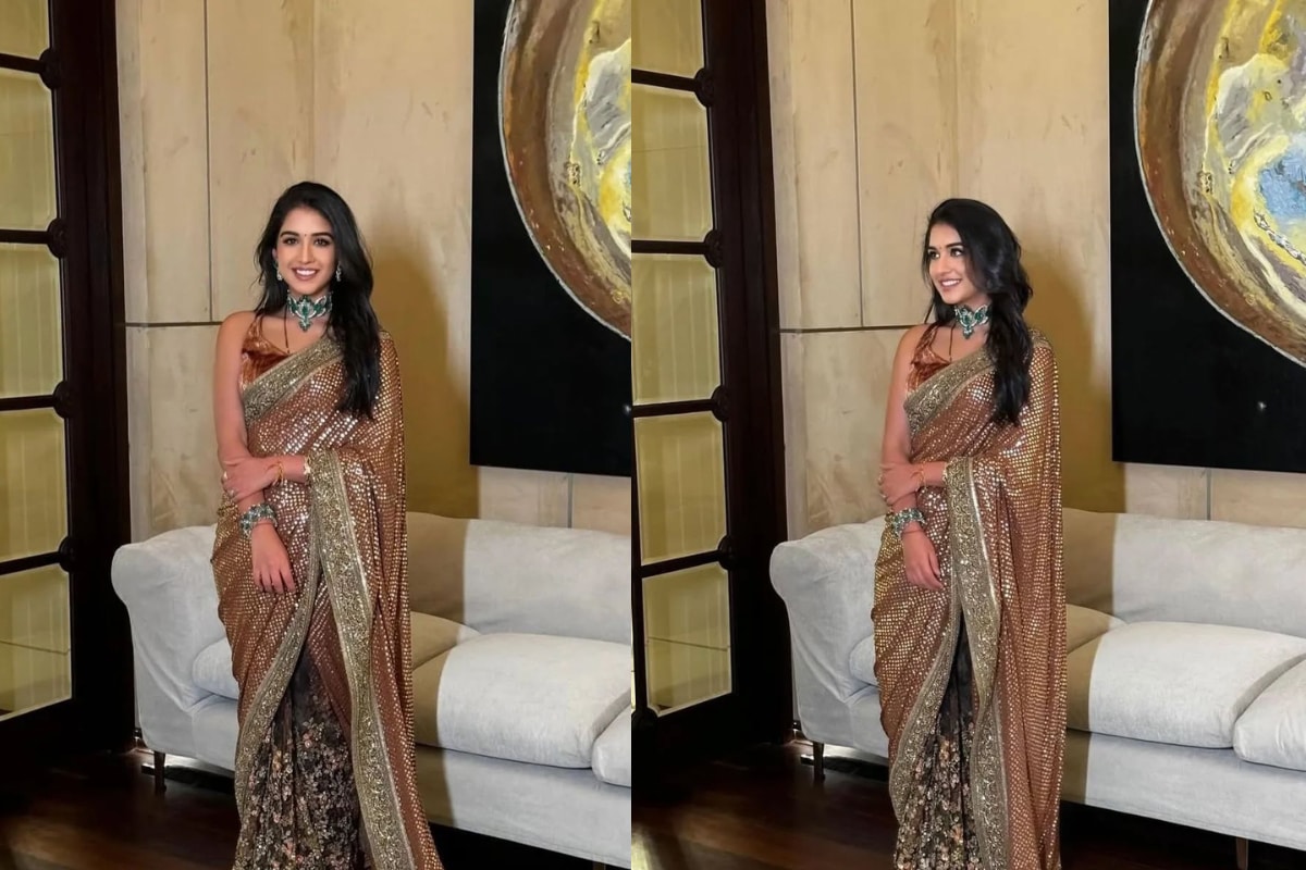 Channel Elegance and Glamour with Radhika Merchant’s Evening Saree Look