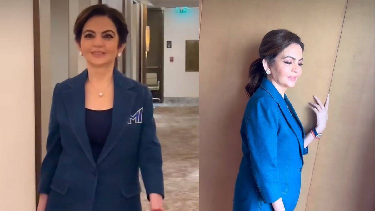 Nita Ambani Redefines Business Chic in a Navy Blue Pantsuit at IPL Auctions Day 2 – News18