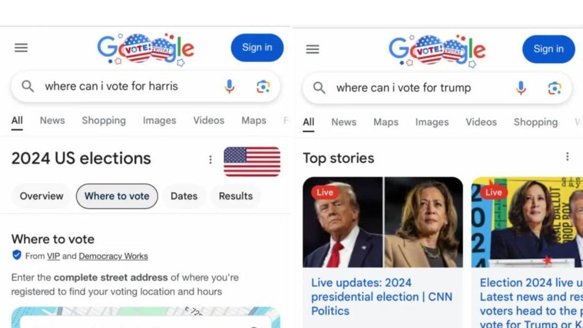 Google Shows ‘Where To Vote’ Results For Harris But Nothing For Trump: What’s The Issue? – News18