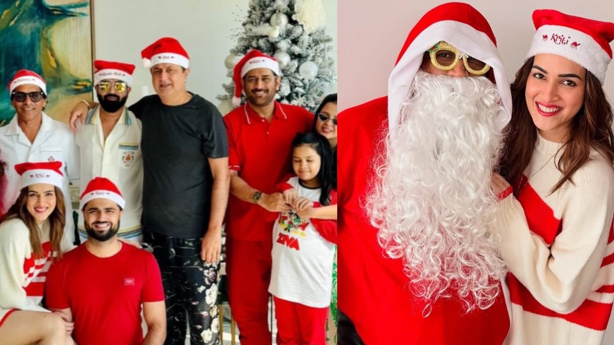 Kriti Sanon Spends Xmas With Rumoured BF Kabir Bahia, MS Dhoni Dresses Up As Santa And Poses With Her | Photos Kriti Sanon Spends Xmas With Rumoured BF Kabir Bahia, MS Dhoni Dresses Up As Santa And Poses With Her | Photos