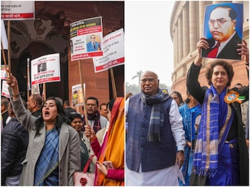 NDA, INDIA Bloc MPs Protest Over BR Ambedkar Row, Congress Seeks Amit  Shah's Resignation - News18