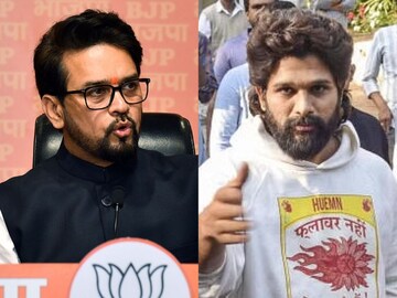 BJP MP Anurag Thakur and actor Allu Arjun | File Image