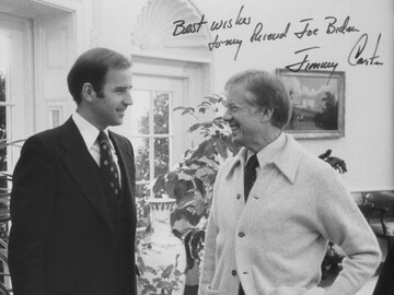 US Presdient Joe Biden with late former US President Jimmy Carter | File Image