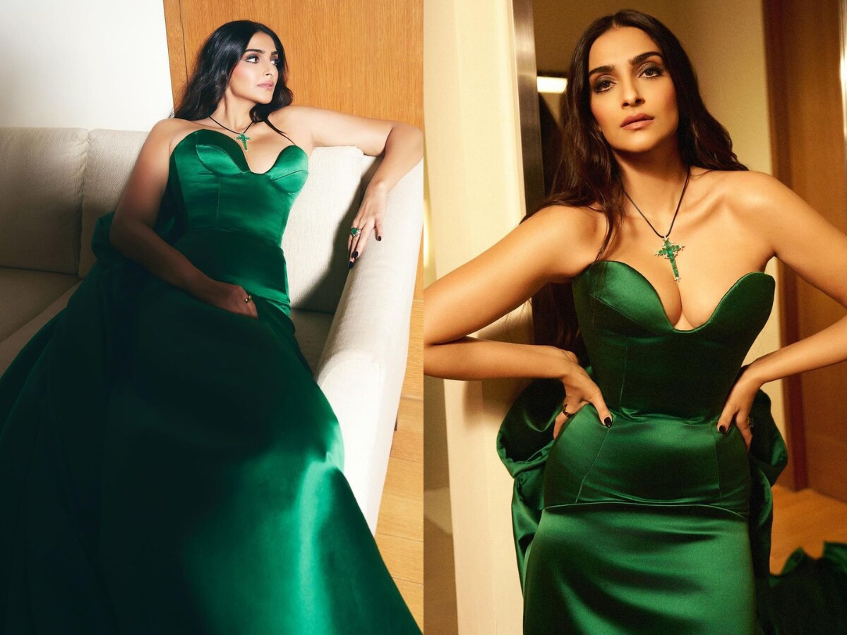 sonam kapoor in green dress Sonam Kapoor Ahuja's emerald gown from Miss Sohee is equal parts sultry and structured