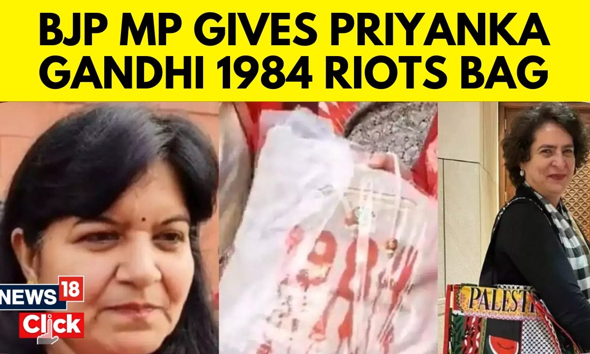 BJP MP Aparajita Sarangi Hands Tote Bag with 1984 to Priyanka Gandhi