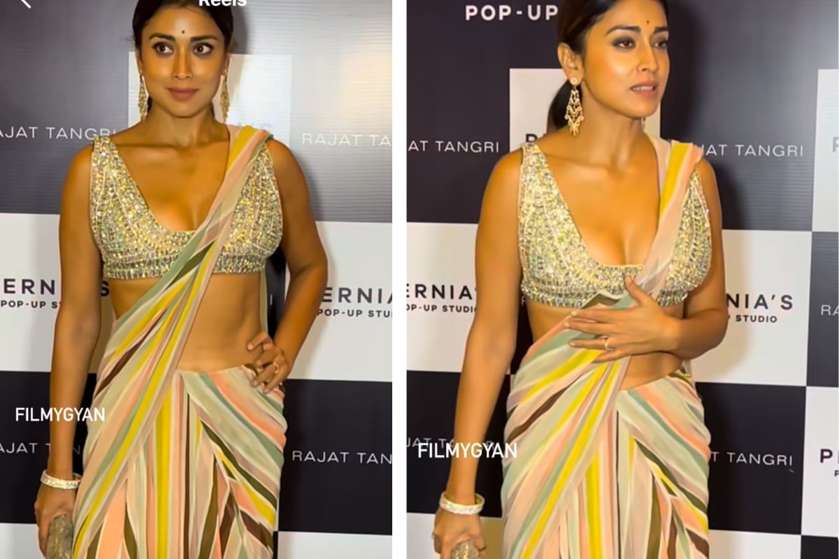 Shriya Saran Blends Modern Trend With Classic Charm In A Patterned Saree Look 