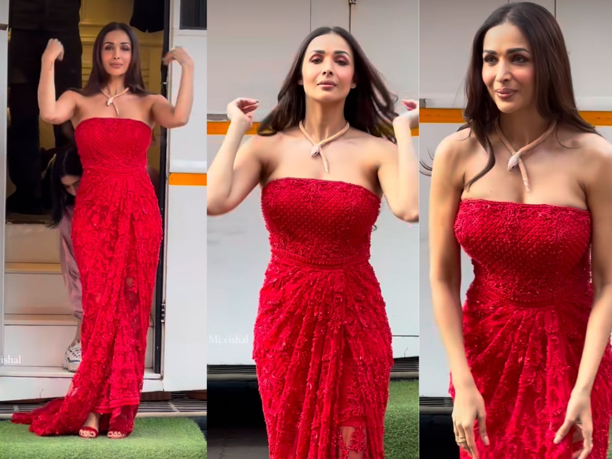 Malaika Arora Slays in a Fiery Red Gown, but Her Snake Necklace is the Real Showstopper