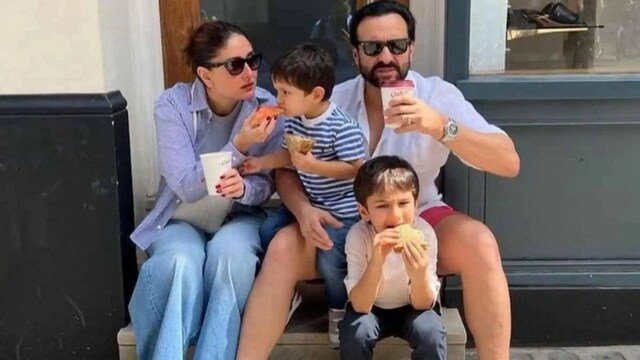 Kareena Kapoor and Saif Ali Khan with their kids.