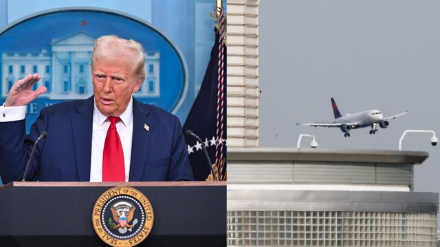 US President Donald Trump speaks about the mid-air crash between American Airlines flight 5342 and a military helicopter in Washington (AFP)