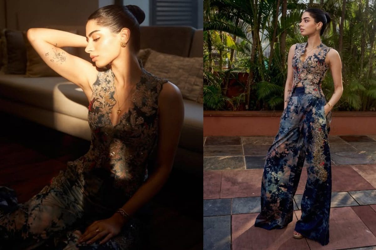 Khushi Kapoor Serves Maximalist Goals In A Heavily Embellished Vest With Tie-Dye Pants