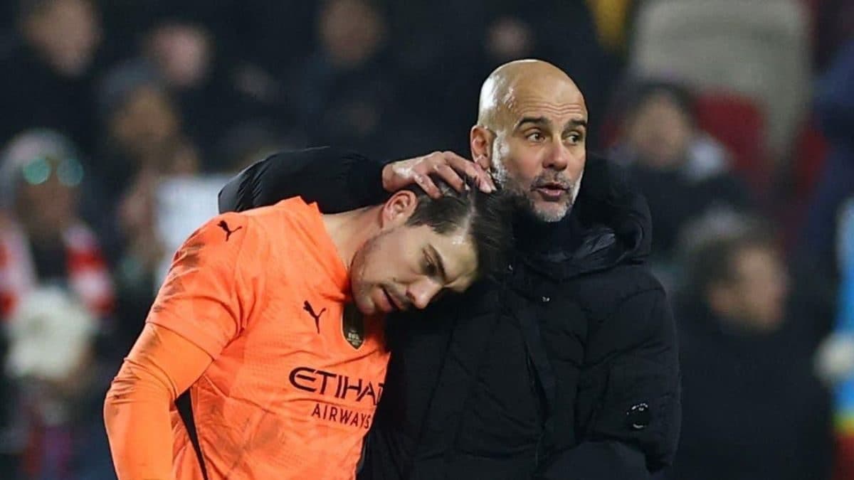 Watch: Man City Boss Pep Guardiola’s Exchange With Goalkeeper Stefan Ortega Following Brentford Draw