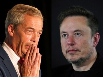 Elon Musk (right) and Nigel Farage (left) (AP Image)