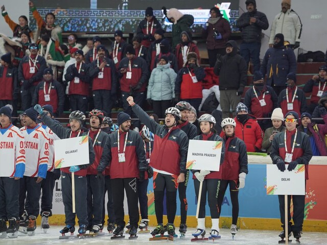 Athletes at the opening ceremony of the 5th Khelo India Winter Games (X)