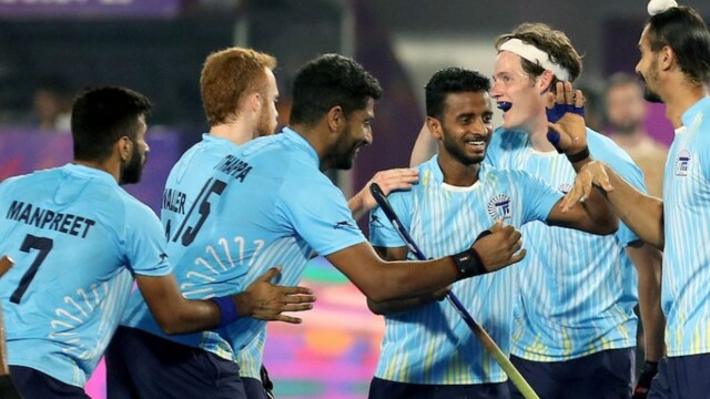 HIL 2024-25: Team Gonasika players celebrating their win (X)