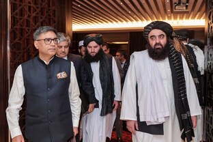 Foreign Secretary Vikram Misri during a meeting with Acting Foreign Minister of Afghanistan Mawlawi Amir Khan Muttaqi, in Dubai, on January 8. (@MEAIndia on X via PTI Photo) India, Taliban, Afghanistan,