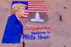 Sudarsan Pattnaik Welcomes Donald Trump To White House With 47-Foot-Long Sand Art