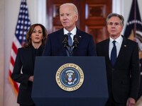 US President Joe Biden speaks after negotiators reached a phased deal for a ceasefire in Gaza between Israel and Hamas, during remarks at the White House in Washington, US. (IMAGE: REUTERS) US President Joe Biden speaks after negotiators reached a phased deal for a ceasefire in Gaza between Israel and Hamas, during remarks at the White House in Washington, US. (IMAGE: REUTERS)