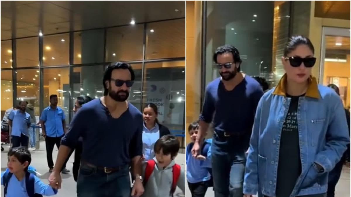 Kareena Kapoor-Saif Ali Khan Look Chic As They Return To Mumbai With ...
