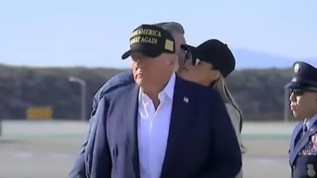 Melania was spotted eagerly accepting a kiss on the cheek from Newsom (X)